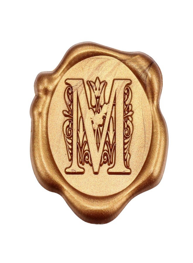 Yoption 50Pcs Antique Gold Letter M Wax Seal Stickers, Regal Initial Alphabet Envelope Seal Stickers for Wedding Party Birthday Christmas (M) - Image 1